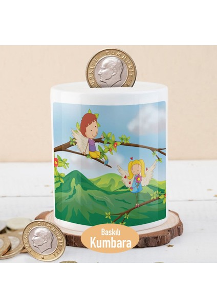 Ağaç Dalında Eğlenen Çocuklar Para Birikim Kumbarası -1308-18745