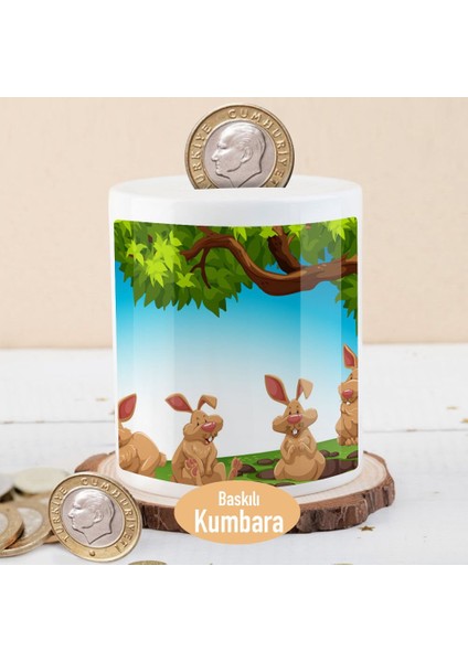 Ağaç Altında Sevimli Tavşan Para Birikim Kumbarası -1308-1917