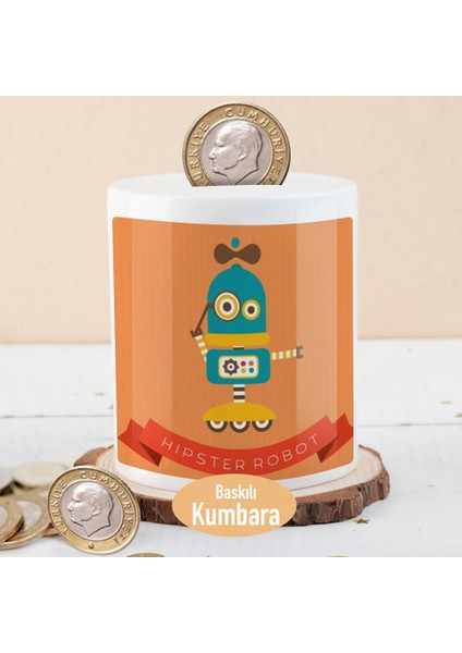 Hipster Sevimli Robot Para Birikim Kumbarası -2147491827