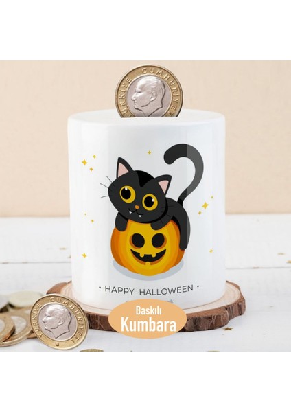 Happy Halloween Siyah Kedicik Para Birikim Kumbarası -214793
