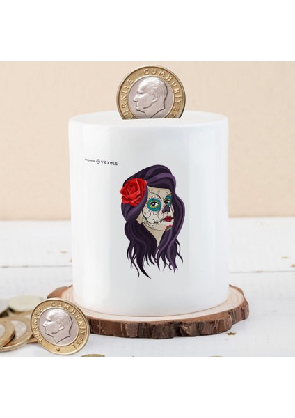 Iskelet Makyaj Maskeli Kız Para Birikim Kumbarası -5A391CF06A84