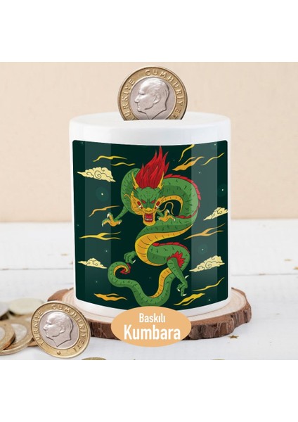 Yeşil Devasa Ejderha Baskılı Para Birikim Kumbarası -2147823298