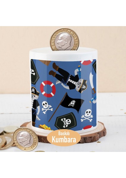 Tehlikeli Korsan Kedicikler Baskılı Para Birikim Kumbarası -1377-30