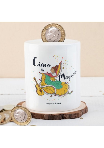 Cinco De Mayor -Dansçı Kız Baskılı Para Birikim Kumbarası -21480