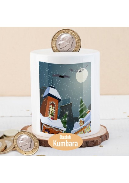 Kış Mevsiminde Karlı Ev Manzarası Para Birikim Kumbarası -16836
