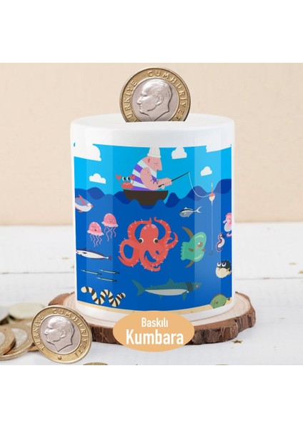 Balık Tutan Teknedeki Balıkçı Para Birikim Kumbarası -2147794582