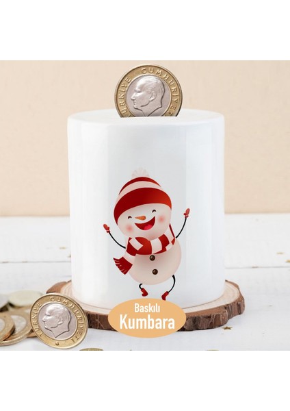 Gülümseyen Kardan Adam Baskılı Para Birikim Kumbarası -16825