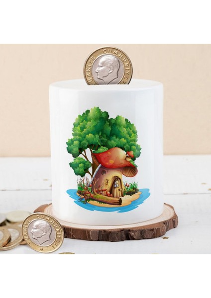 Ağaçtan Mantar Ev Para Birikim Kumbarası -1308-3334