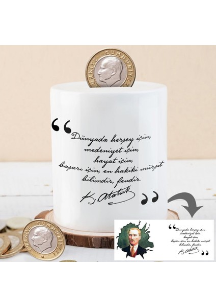 Kemal Atatürk Mürşit Bilim Yazılı Para Birikim Kumbarası -KB45749