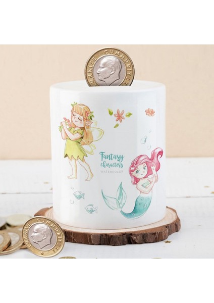 Peri Kızı ve Deniz Kızı Baskılı Para Birikim Kumbarası-30