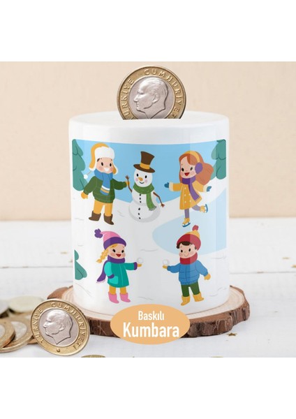 Karda Oynayan Arkadaşlar Para Birikim KUMBARASI-2147722927