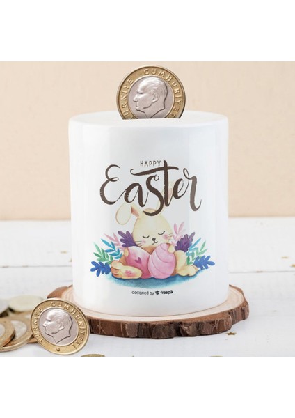 Paskalya Tavşanı ve Yumurta Baskılı Para Birikim KUMBARASI-21480