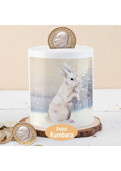 Karlı Manzara ve Sevimli Tavşan Para Birikim KUMBARASI-56353