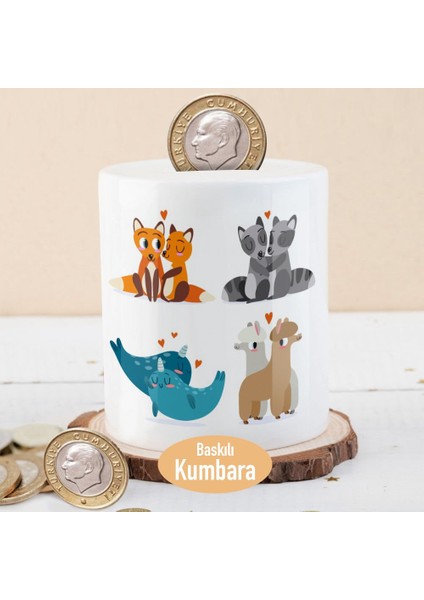 Romantik Tilki Çift ve Arkadaşları Para Birikim KUMBARASI-2147