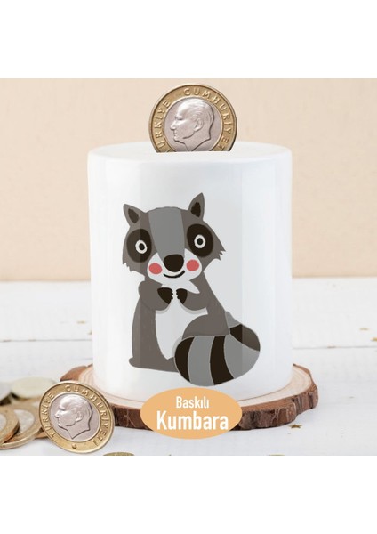 Sevimli Hayvan Rakun Baskılı Para Birikim KUMBARASI-60008