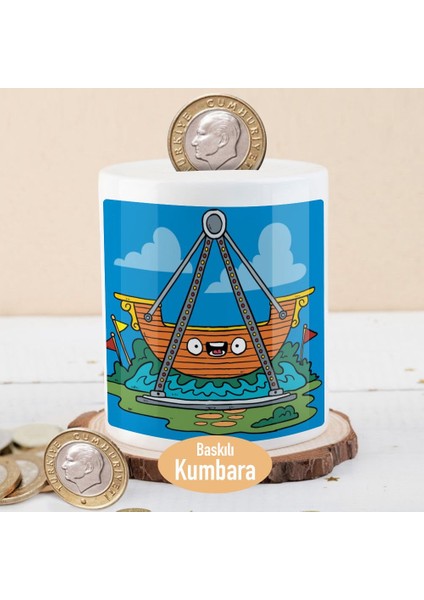 Endişeli Gözlerle Denizde Gemi Baskılı Para Birikim Kumbarası-21