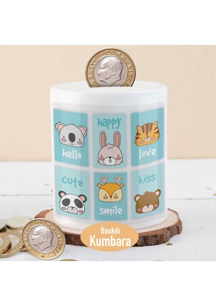 Mutlu Sevimli Hayvanlar Baskılı Para Birikim KUMBARASI-21476