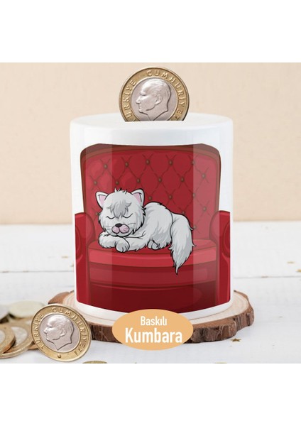 Koltukta Uyuyan Sevimli Kedi Para Birikim KUMBARASI-1308-16763