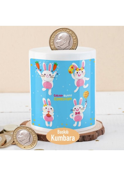 Mutlu Paskalya Tavşanı Baskılı Para Birikim KUMBARASI-214775