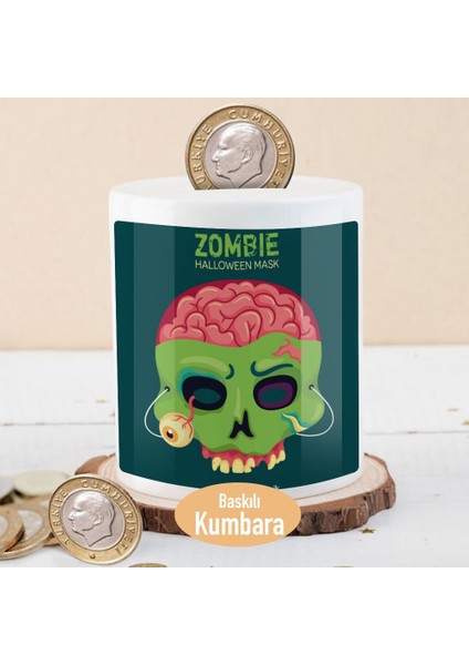 Halloween Yeşil Kafatası Zombie Para Birikim KUMBARASI-2147904