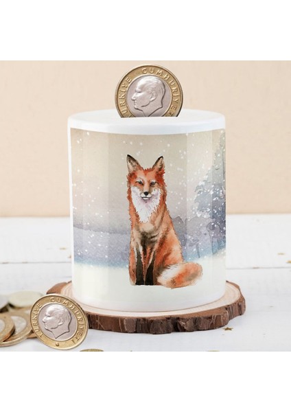 Watercolor Tilki Para Birikim KUMBARASI-53876-5635