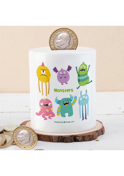 Komik Renkli Canavarlar Baskılı Para Birikim KUMBARASI-21477