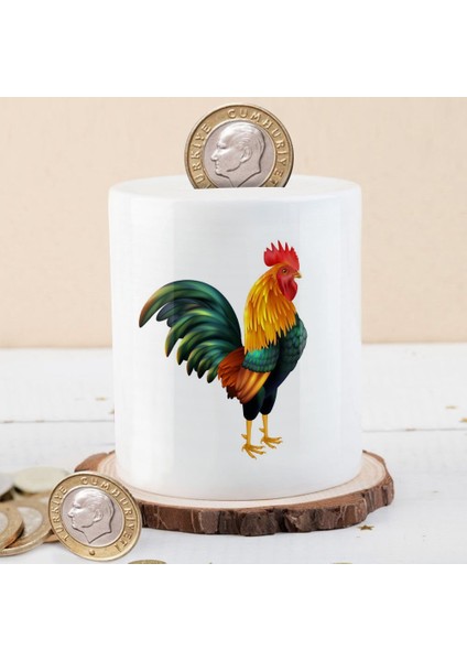 Asil Duruşlu Horoz Baskılı Para Birikim KUMBARASI-10245