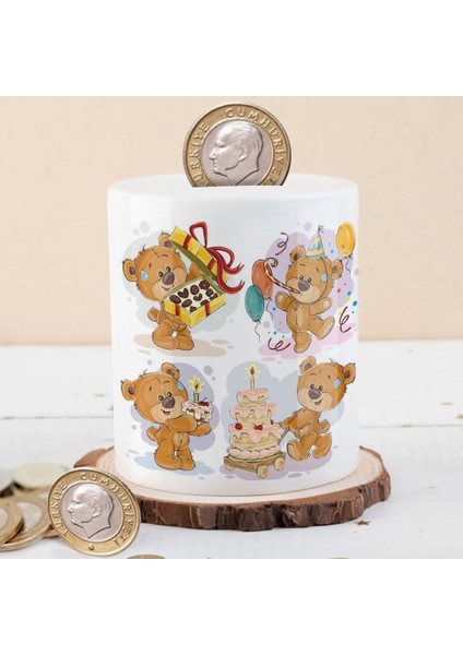 Doğum Günü Partisindeki Ayıcık Baskılı Para Birikim KUMBARASI-196