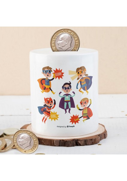 Pelerinli Süper Kahramanlar Baskılı Para Birikim KUMBARASI-21479