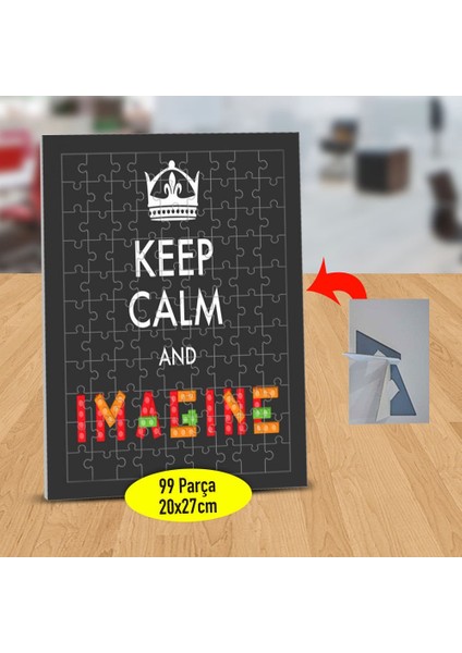 Keep Calm Imagine Yazılı 99 Parça Puzzle Yapboz TABLO-2147492808