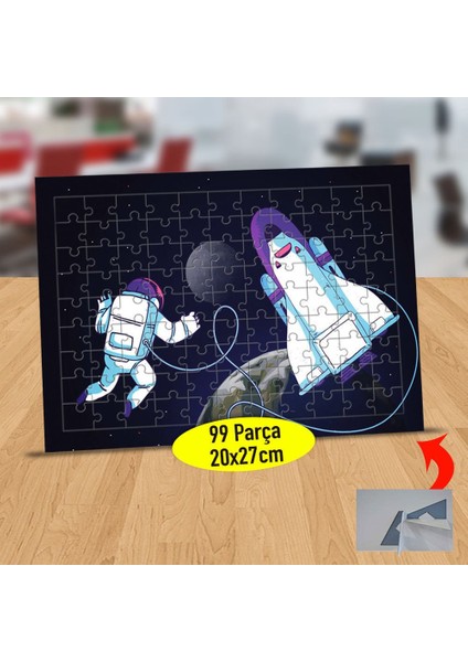 Galakside Uzay Mekiği ve Astronot 99 Parça Puzzle Yapboz Tablo-5b0