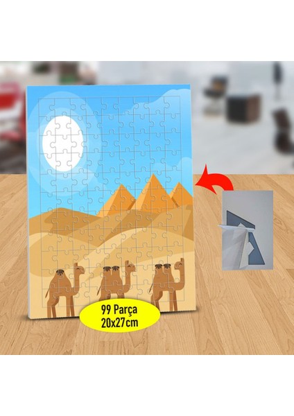 Çölde Yürüyen Develer 99 Parça Puzzle Yapboz TABLO-3-2147875507
