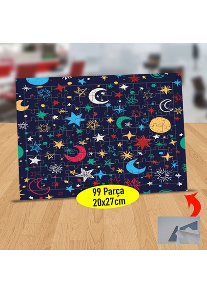 Renkli Yıldızlar ve Aylar 99 Parça Puzzle Yapboz TABLO-1110-354