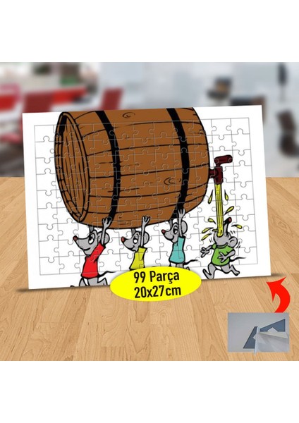 Fıçı Taşıyan Çalışkan Fareler 99 Parça Puzzle Yapboz TABLO-72028