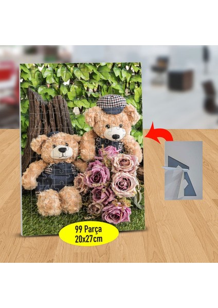 Çiçekli Sevimli Ayıcıklar 99 Parça Puzzle Yapboz TABLO-1357-202