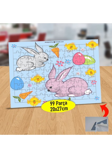 Şirin Tavşanlar ve Sarı Kuşlar 99 Parça Puzzle Yapboz TABLO-9058