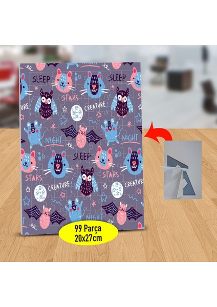 Çizimsel Cadılar Bayramı 99 Parça Puzzle Yapboz TABLO-2148128415
