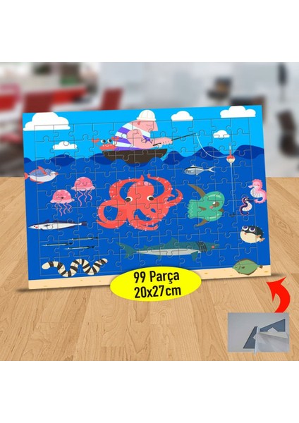 Teknede Balık Tutan Adam 99 Parça Puzzle Yapboz TABLO-2147794582