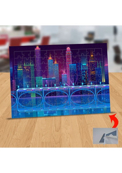 Işıklı Şehir Köprüsü ve Binalar 99 Parça Puzzle Yapboz TABLO-599