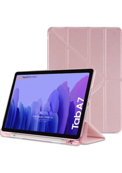 Samsung Galaxy Tab A7 T500 10.4" Uyumlu Origami Kalemlikli Pu Deri Arkası Yumuşak Silikon Kılıf