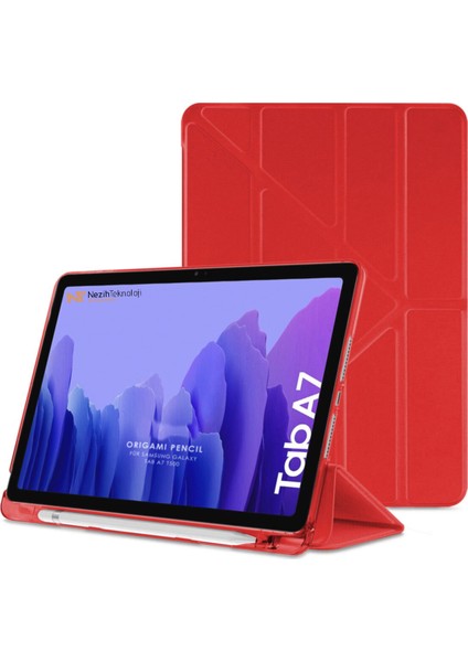 Samsung Galaxy Tab A7 T507 10.4" Uyumlu Origami Kalemlikli Pu Deri Arkası Yumuşak Silikon Kılıf