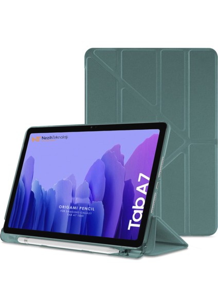 Samsung Galaxy Tab A7 T505 10.4" Uyumlu Origami Kalemlikli Pu Deri Arkası Yumuşak Silikon Kılıf