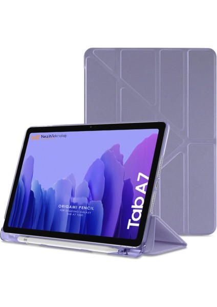 Samsung Galaxy Tab A7 T505 10.4" Uyumlu Origami Kalemlikli Pu Deri Arkası Yumuşak Silikon Kılıf