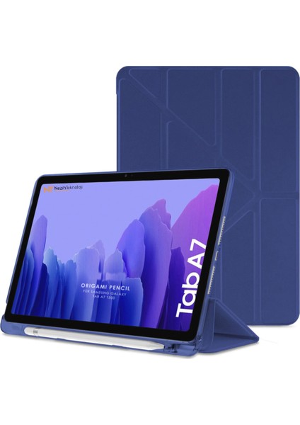 Samsung Galaxy Tab A7 T505 10.4" Uyumlu Origami Kalemlikli Pu Deri Arkası Yumuşak Silikon Kılıf