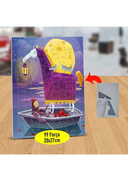 Tekneden Işık Tutan Zürafa 99 Parça Puzzle Yapboz TABLO-12849936