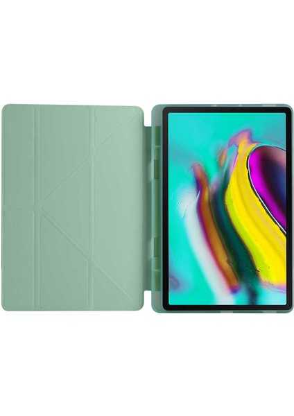 Samsung Galaxy Tab A7 T507 Uyumlu Trifolding Kalem Bölmeli Pu Deri Arkası Yumuşak Silikon Kılıf