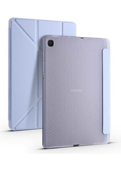 Samsung Galaxy Tab A7 T500 Uyumlu Tri Folding Kapaklı Kalem Bölmeli Standlı Kılıf