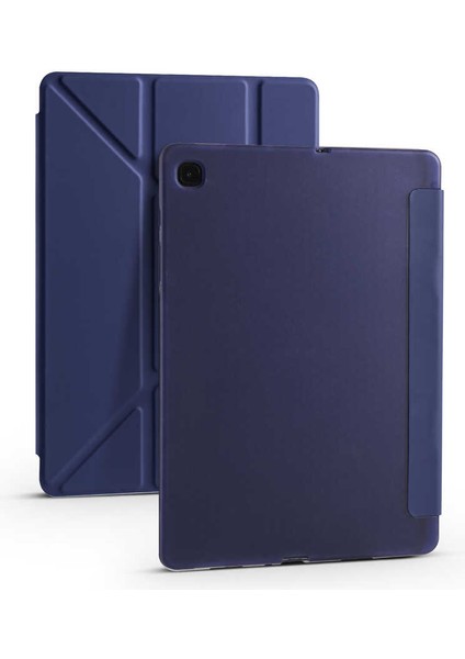 Samsung Galaxy Tab A7 T505 Uyumlu Tri Folding Kapaklı Kalem Bölmeli Standlı Kılıf