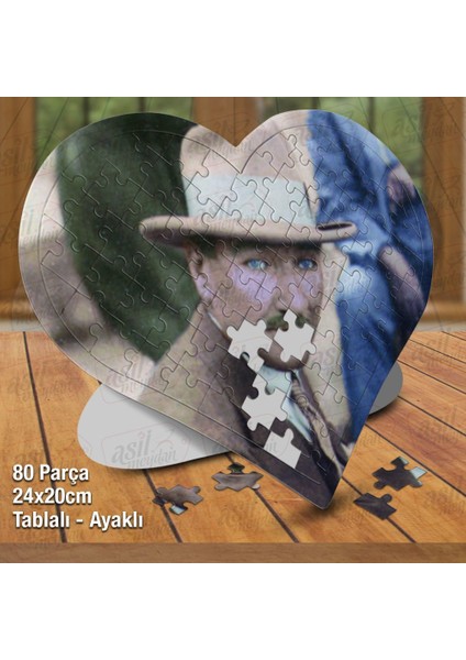 Asil Hobi Kalpli Mavi Gözlü Modern Mustafa Kemal Atatürk Puzzle Fotoğraf Baskılı 80 Parça Yapboz
