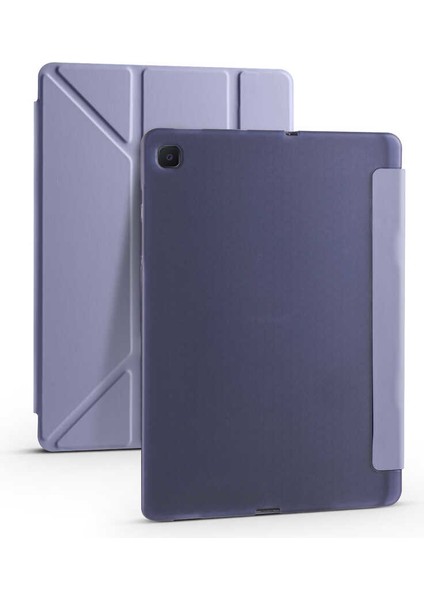 Samsung Galaxy Tab A7 T507 Uyumlu Tri Folding Kapaklı Kalem Bölmeli Standlı Kılıf